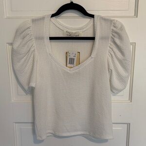 NWT Vintage Havana Ribbed Puff Sleeve Top
